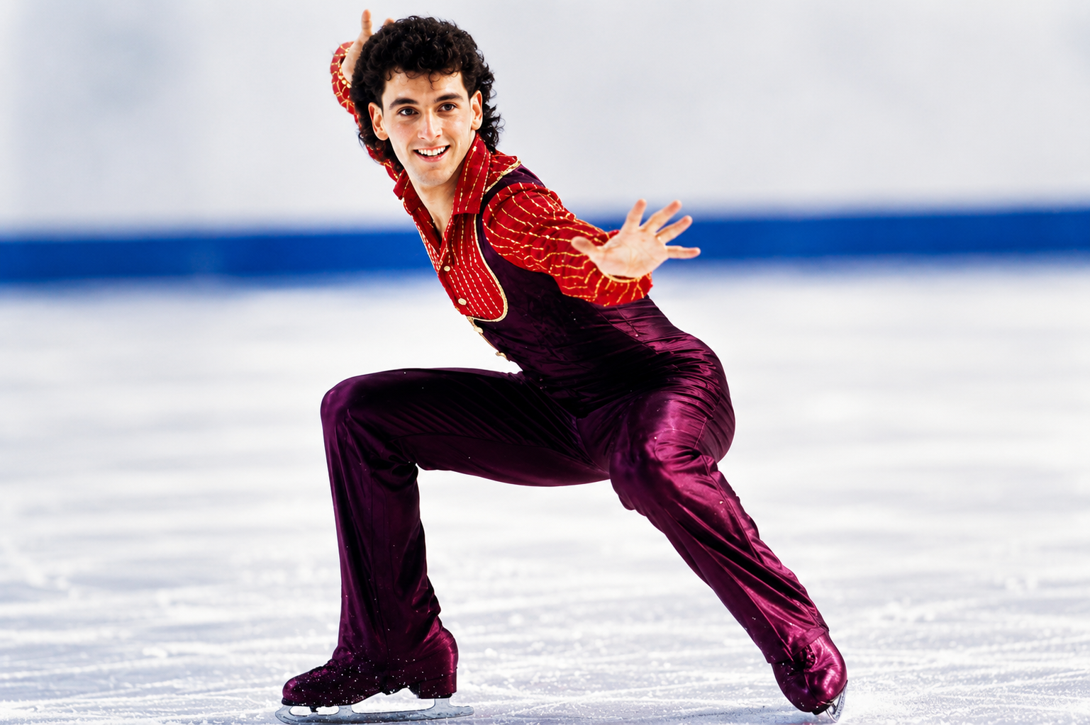 Brian Orser performing a figure skating routine on the ice