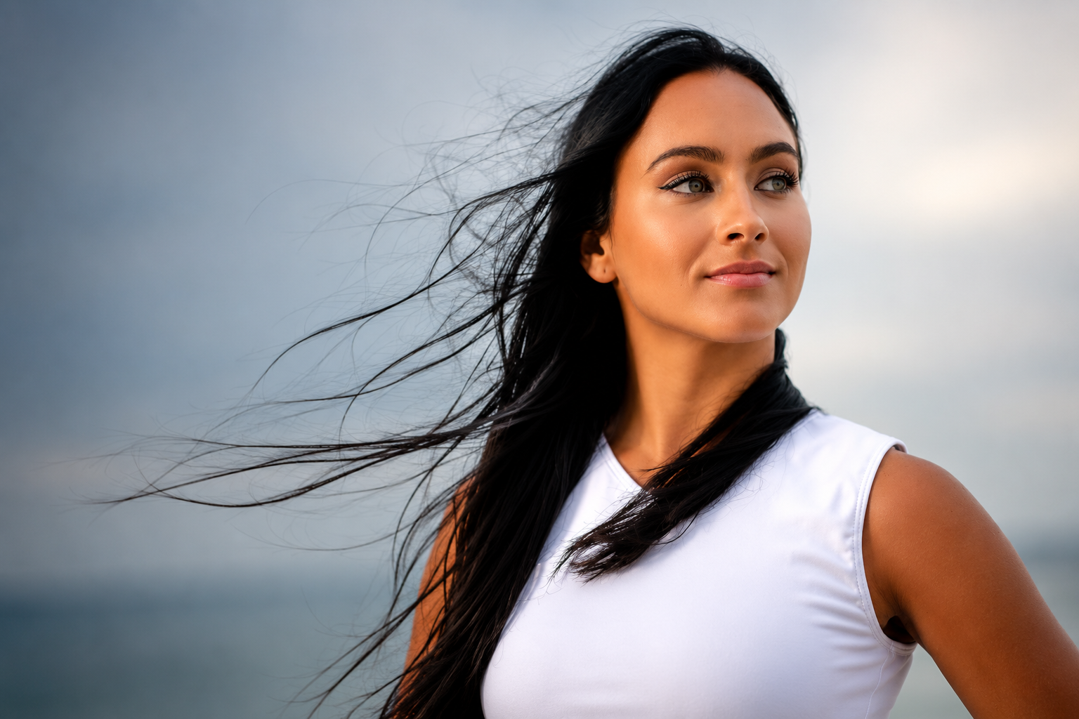 Gabi Butler net worth 2026 – posing outdoors with her hair flowing in the breeze