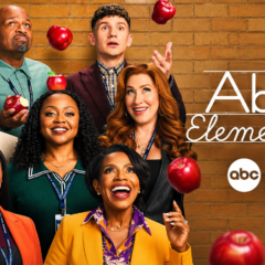 Abbott Elementary Season 6 cast surrounded by red apples