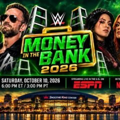 WWE Money in the Bank 2026 poster for October 10 at the Smoothie King Center in New Orleans, streaming on ESPN and Netflix
